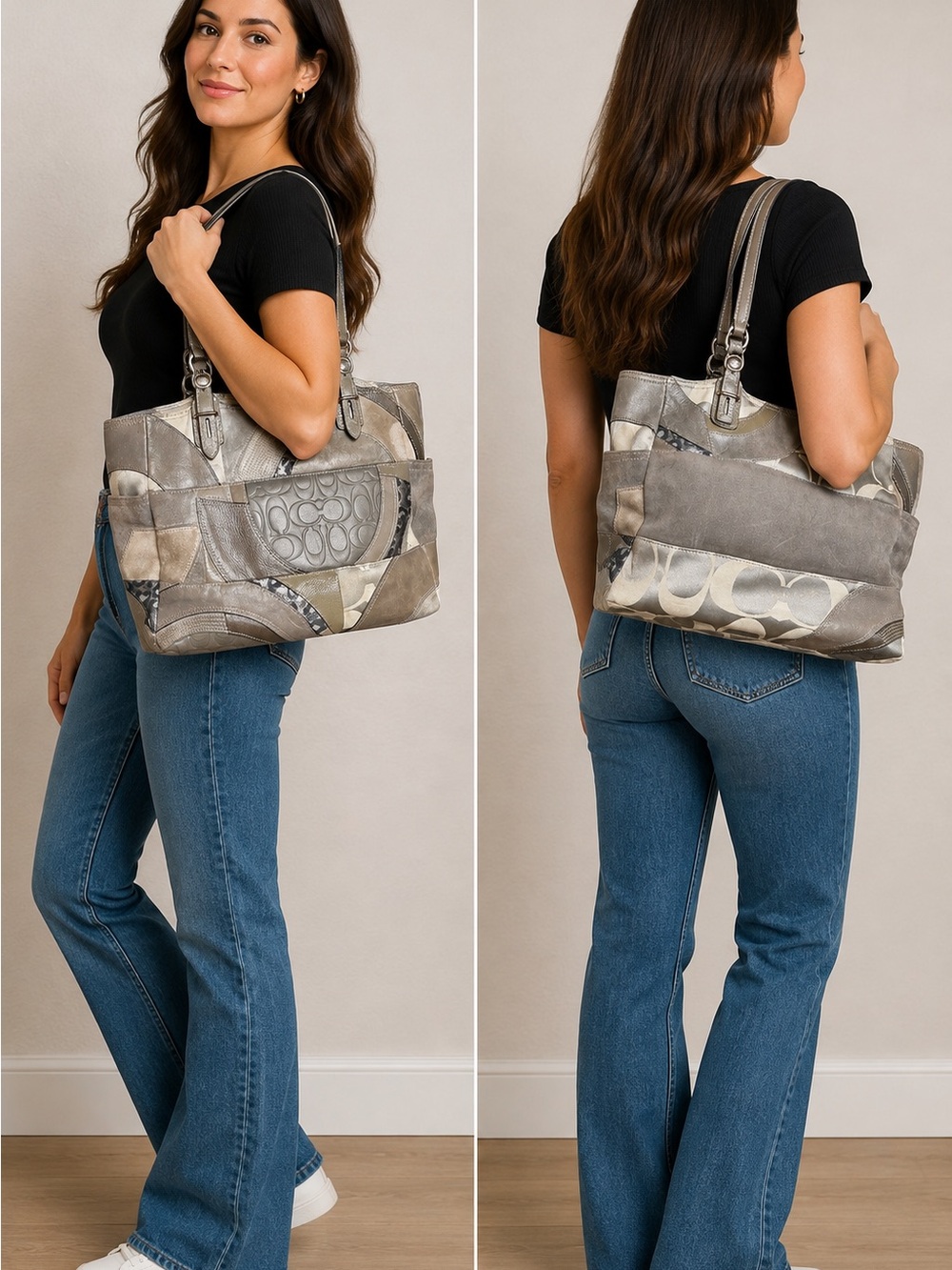 Coach Y2K Suede Leather Patchwork
Signature Tote Bag